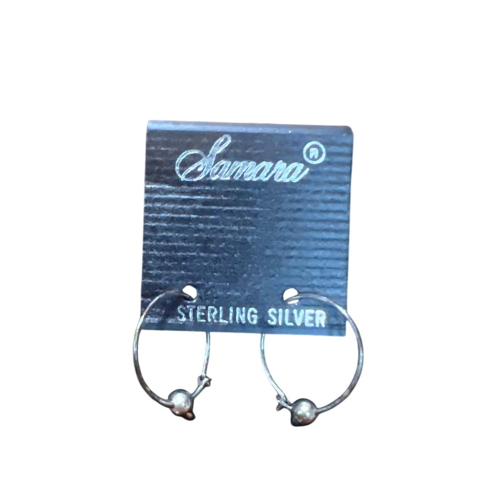 Samara Sterling Silver Hoop Earrings with Bead Accent in Silver